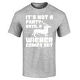 thumbnail image 1 of Shop4Ever Men's It's Not a Party Until The Wiener Comes Out Funny Dachshund  Graphic T-shirt Large Sports Grey, 1 of 5