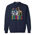 thumbnail image 1 of Shop4Ever Men's It's OK to Be Different Autism Awareness Giraffe Crewneck Sweatshirt X-Large Navy, 1 of 5
