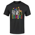 thumbnail image 1 of Shop4Ever Men's It's OK to Be Different Autism Awareness Giraffe Graphic T-shirt XX-Large Black, 1 of 5