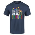 thumbnail image 1 of Shop4Ever Men's It's OK to Be Different Autism Awareness Giraffe Graphic T-shirt XXX-Large Navy, 1 of 5
