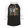 thumbnail image 1 of Shop4Ever Men's It's OK to Be Different Autism Awareness Giraffe Raglan Baseball Shirt XXX-Large Black/White, 1 of 4