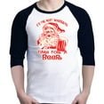 thumbnail image 1 of Shop4Ever Men's It's The Most Wonderful Time For A Beer Santa Raglan Baseball Shirt Large White/Black, 1 of 5