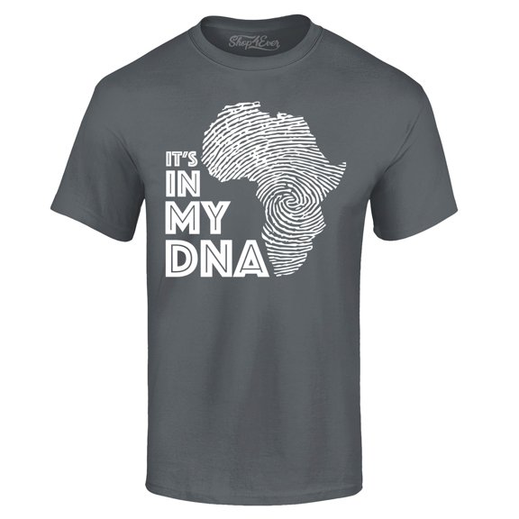 Shop4Ever Men's It's in My DNA African Pride Graphic T-shirt Medium Charcoal