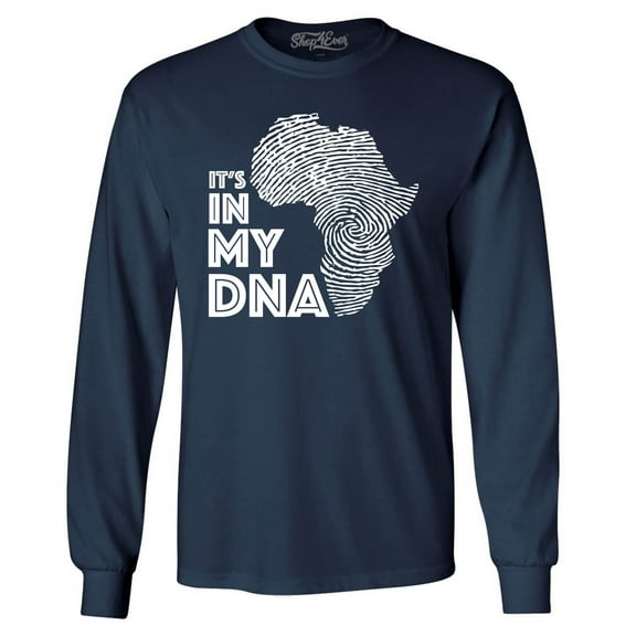 Shop4Ever Men's It's in My DNA African Pride Long Sleeve Shirt Large Navy