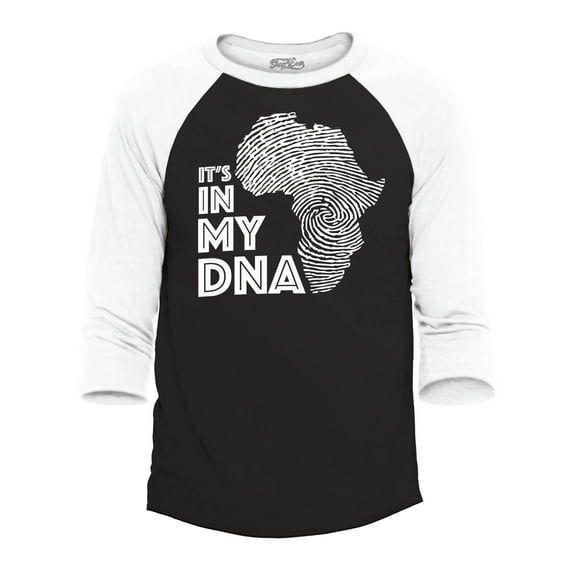 Shop4Ever Men's It's in My DNA African Pride Raglan Baseball Shirt X-Small Black/White
