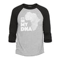 thumbnail image 1 of Shop4Ever Men's It's in My DNA African Pride Raglan Baseball Shirt XX-Large Heather Grey/Black, 1 of 4