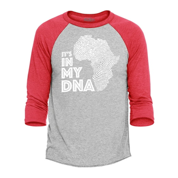 Shop4Ever Men's It's in My DNA African Pride Raglan Baseball Shirt XX-Large Heather Grey/Red