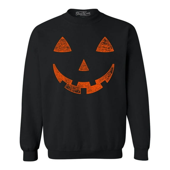 Shop4Ever Men's Jack O'Lantern Costume Pumpkin Face Halloween Crewneck Sweatshirt Medium Black