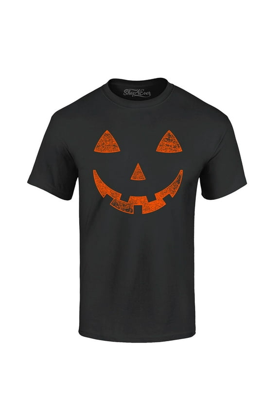 Men's Jack O'Lantern Costume Pumpkin Face Halloween Graphic T-shirt X-Large Black