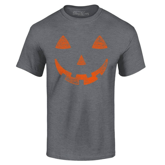 Shop4Ever Men's Jack O'Lantern Costume Pumpkin Face Halloween Graphic T-shirt XX-Large Dark Heather