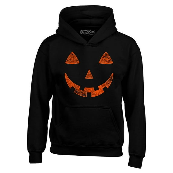 Shop4Ever Men's Jack O'Lantern Costume Pumpkin Face Halloween Hooded Sweatshirt Hoodie Medium Black
