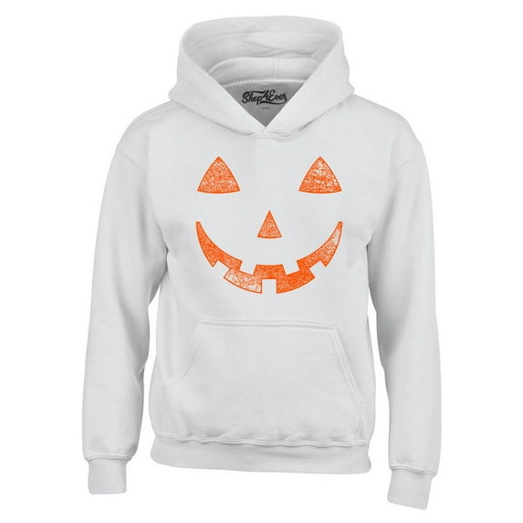 Shop4Ever Men's Jack O'Lantern Costume Pumpkin Face Halloween Hooded Sweatshirt Hoodie XXX-Large White