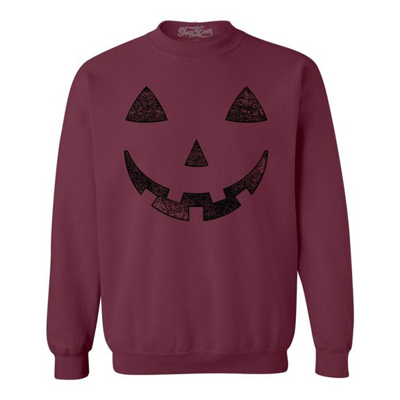 Shop4Ever Men's Jack O' Lantern Halloween Pumpkin Costume Crewneck Sweatshirt Small Maroon