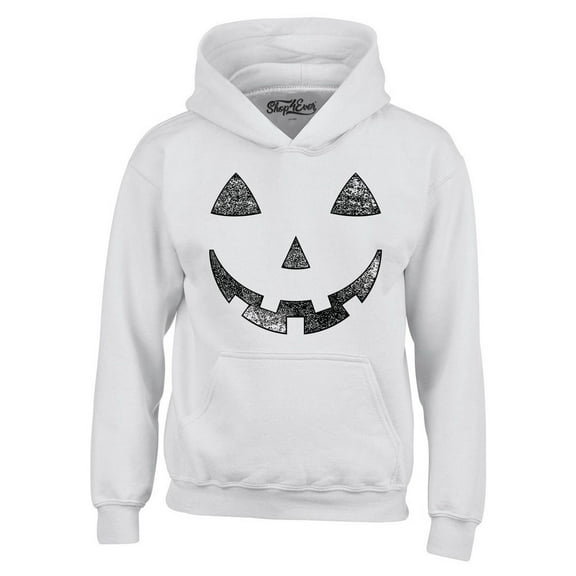 Shop4Ever Men's Jack O' Lantern Halloween Pumpkin Costume Hooded Sweatshirt Hoodie Large White