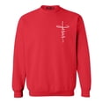 thumbnail image 1 of Shop4Ever Men's Jesus Cross Cursive Script Small  Crewneck Sweatshirt Medium Red, 1 of 5