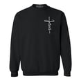 thumbnail image 1 of Shop4Ever Men's Jesus Cross Cursive Script Small  Crewneck Sweatshirt XXXX-Large Black, 1 of 5