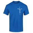 thumbnail image 1 of Shop4Ever Men's Jesus Cross Cursive Script Small  Graphic T-shirt Large Royal Blue, 1 of 5