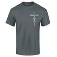 thumbnail image 1 of Shop4Ever Men's Jesus Cross Cursive Script Small  Graphic T-shirt XX-Large Charcoal, 1 of 5