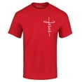 thumbnail image 1 of Shop4Ever Men's Jesus Cross Cursive Script Small  Graphic T-shirt XXXX-Large Red, 1 of 5