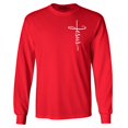 thumbnail image 1 of Shop4Ever Men's Jesus Cross Cursive Script Small  Long Sleeve Shirt Medium Red, 1 of 5