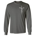 thumbnail image 1 of Shop4Ever Men's Jesus Cross Cursive Script Small  Long Sleeve Shirt X-Large Charcoal, 1 of 5