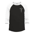 thumbnail image 1 of Shop4Ever Men's Jesus Cross Cursive Script Small  Raglan Baseball Shirt Medium Black/White, 1 of 4