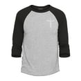 thumbnail image 1 of Shop4Ever Men's Jesus Cross Cursive Script Small  Raglan Baseball Shirt Small Heather Grey/Black, 1 of 4