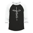 thumbnail image 1 of Shop4Ever Men's Jesus Cross Raglan Baseball Shirt Small Black/White, 1 of 4