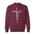 thumbnail image 1 of Shop4Ever Men's Jesus Cross Religious Crewneck Sweatshirt Large Maroon, 1 of 5