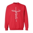thumbnail image 1 of Shop4Ever Men's Jesus Cross Religious Crewneck Sweatshirt Medium Red, 1 of 5