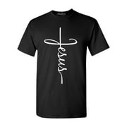 Shop4Ever Men's Jesus Cross Religious Graphic T-shirt XX-Large Black