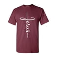 thumbnail image 1 of Shop4Ever Men's Jesus Cross Religious Graphic T-shirt XX-Large Maroon, 1 of 5