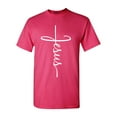 thumbnail image 1 of Shop4Ever Men's Jesus Cross Religious Graphic T-shirt XXX-Large Heliconia Pink, 1 of 5