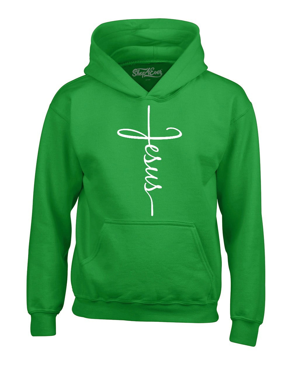 Shop4Ever Men's Jesus Cross Religious Hooded Sweatshirt Hoodie Medium Irish Green