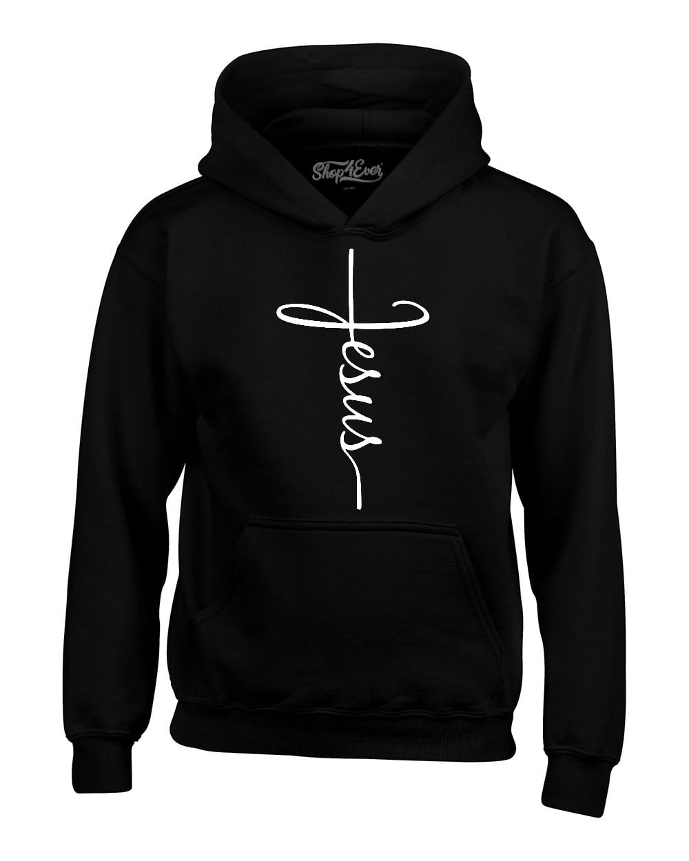 Shop4Ever Men's Jesus Cross Religious Hooded Sweatshirt Hoodie XXXX-Large Black