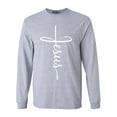 thumbnail image 1 of Shop4Ever Men's Jesus Cross Religious Long Sleeve Shirt Large Sports Grey, 1 of 5