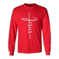 thumbnail image 1 of Shop4Ever Men's Jesus Cross Religious Long Sleeve Shirt X-Large Red, 1 of 5