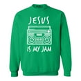 thumbnail image 1 of Shop4Ever Men's Jesus Is My Jam Funny Christian Faith Novelty Crewneck Sweatshirt Large Irish Green, 1 of 5