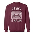 thumbnail image 1 of Shop4Ever Men's Jesus Is My Jam Funny Christian Faith Novelty Crewneck Sweatshirt Small Maroon, 1 of 5