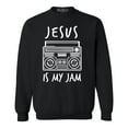 thumbnail image 1 of Shop4Ever Men's Jesus Is My Jam Funny Christian Faith Novelty Crewneck Sweatshirt X-Large Black, 1 of 5