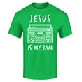 thumbnail image 1 of Shop4Ever Men's Jesus Is My Jam Funny Christian Faith Novelty Graphic T-shirt Medium Irish Green, 1 of 5