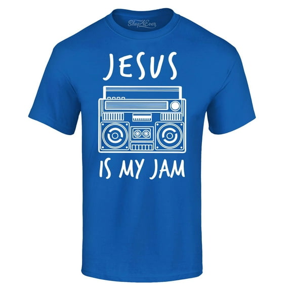 Shop4Ever Men's Jesus Is My Jam Funny Christian Faith Novelty Graphic T-shirt XXX-Large Royal Blue