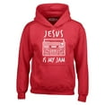 thumbnail image 1 of Shop4Ever Men's Jesus Is My Jam Funny Christian Faith Novelty Hooded Sweatshirt Hoodie Large Red, 1 of 5