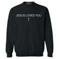 thumbnail image 1 of Shop4Ever Men's Jesus Loves You Minimal Cross  Crewneck Sweatshirt Small Black, 1 of 5