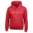 thumbnail image 1 of Shop4Ever Men's Jesus Loves You Minimal Cross  Hooded Sweatshirt Hoodie XXX-Large Red, 1 of 5