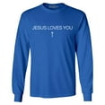 thumbnail image 1 of Shop4Ever Men's Jesus Loves You Minimal Cross  Long Sleeve Shirt Medium Royal Blue, 1 of 5