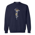 thumbnail image 1 of Shop4Ever Men's Jesus Script Cross with Flowers and Butterflies Crewneck Sweatshirt XXX-Large Navy, 1 of 5