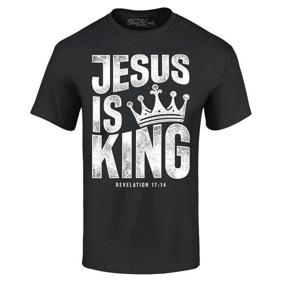 Shop4Ever Men's Jesus is King Revelation 17:14 Graphic T-shirt X-Large Black