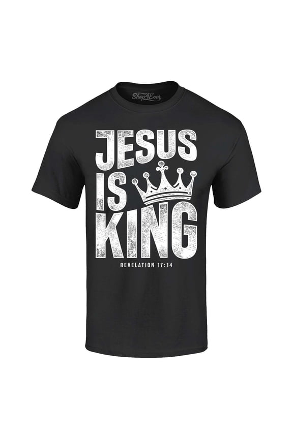 Men's Jesus is King Revelation 17:14 Graphic T-shirt X-Large Black