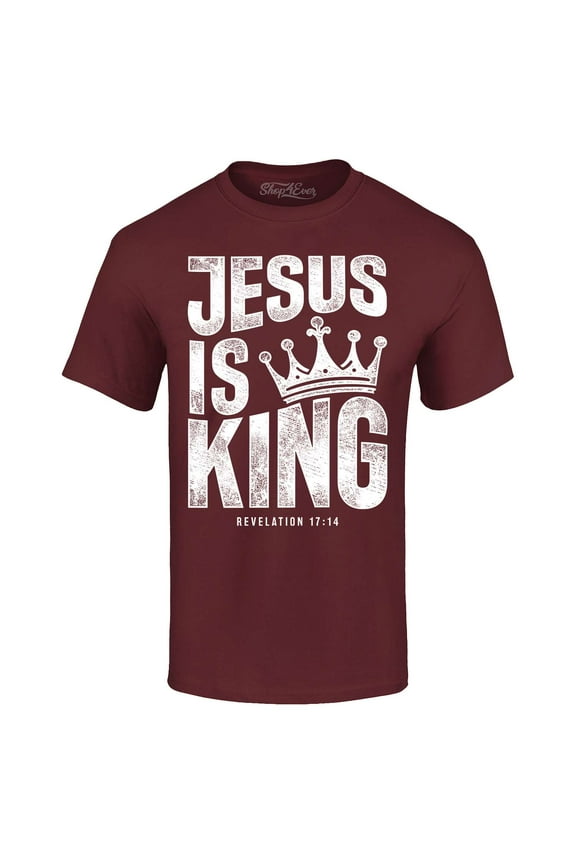 Men's Jesus is King Revelation 17:14 Graphic T-shirt X-Large Maroon